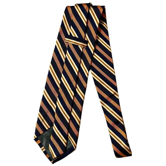 HILARY RADLEY Silk Tie Blue Orange Gold Stripes Men Necktie Italy 58 x 3… - Picture 3 of 6
